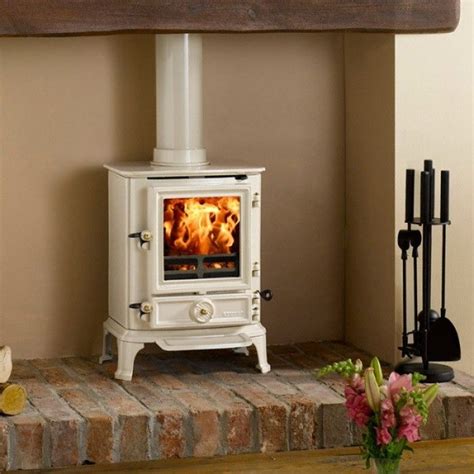 gas wood stove white
